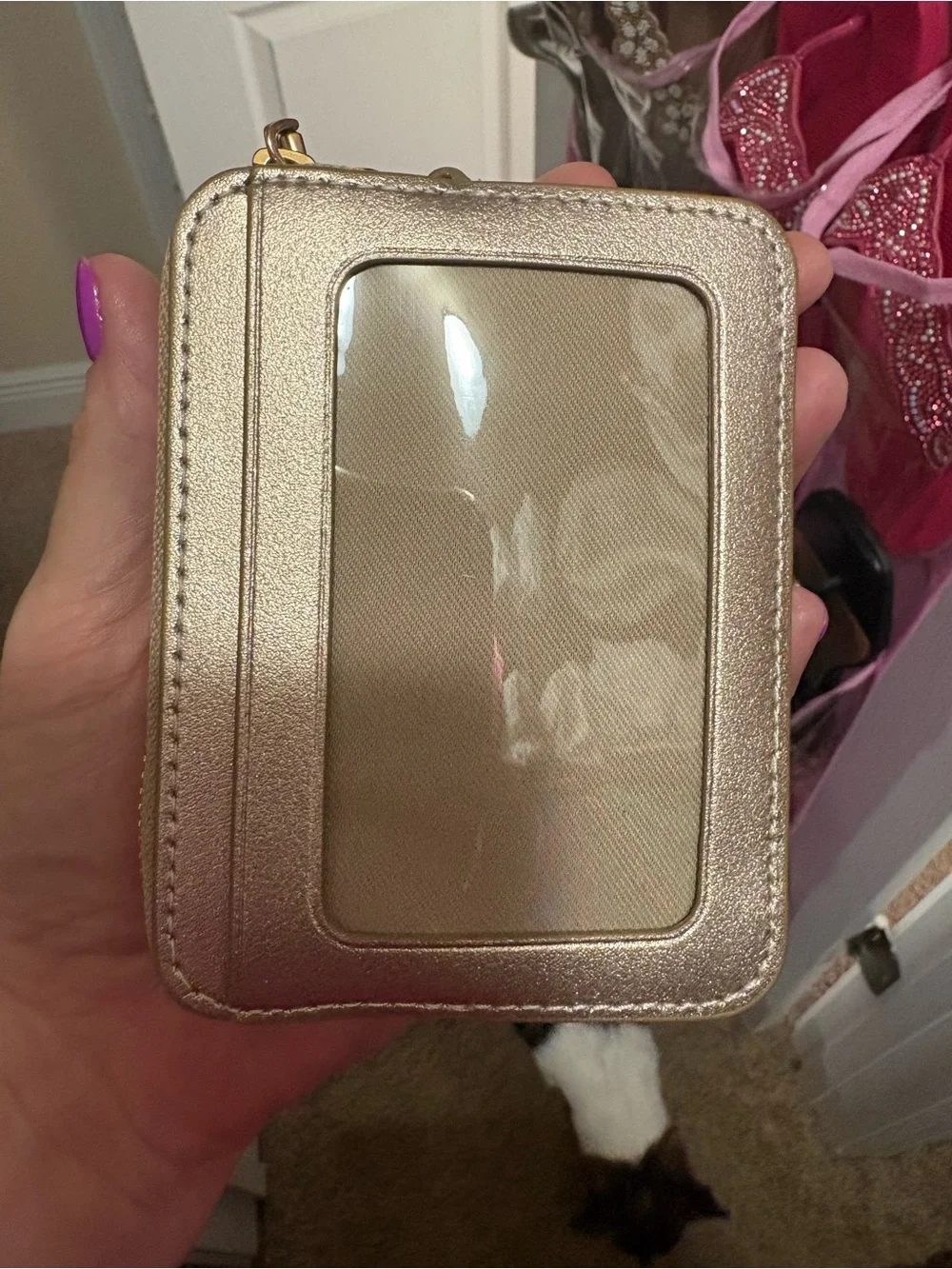 Coach Metallic Gold Zip Card Case - Picture 4 of 7